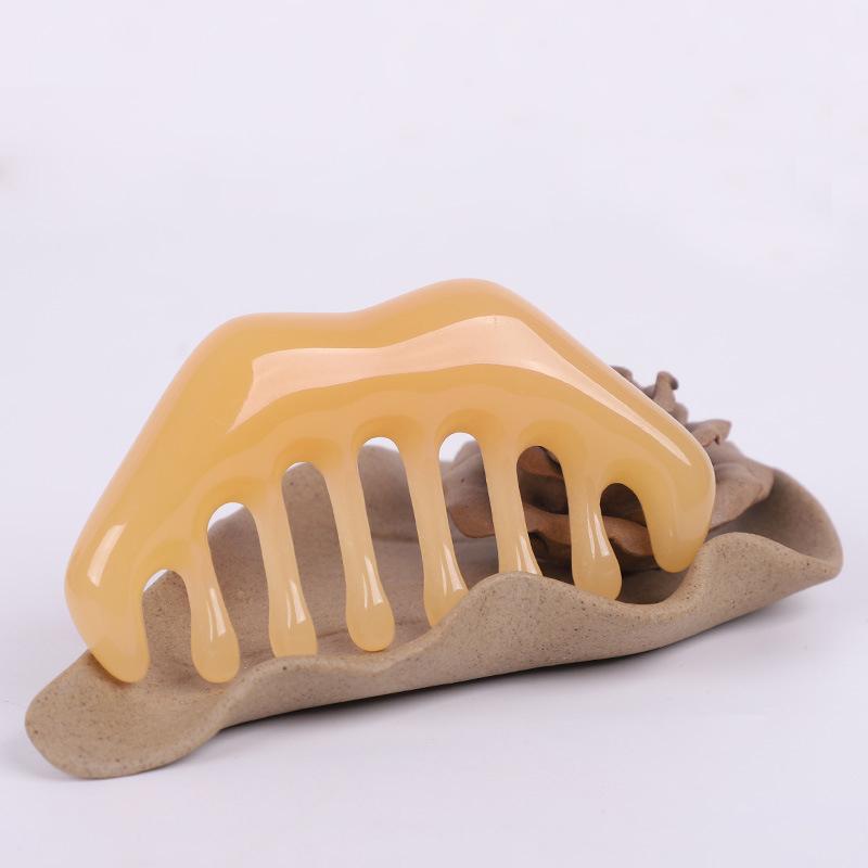 1Pcs Resin Beeswax Guasha Massager Head Meridian Massage Comb Face Neck Acupuncture Therapy Gouache Scraper Scalp Relaxation