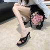 Fashion French Beautiful Thin Strap Lace One-line Slippers Women's Summer Wear 2025 New Versatile Sandals