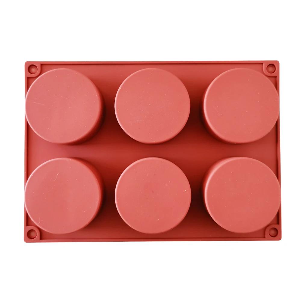 

Новая силиконовая форма для торта с 6 полостями, цилиндрическая, для печенья, 3D, ручная работа, кухонные принадлежности для повторного использования, форма для украшения мусса кирпич красный