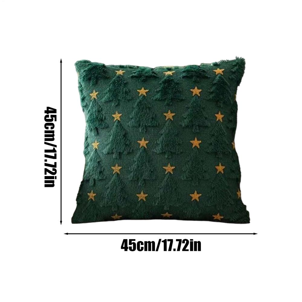 

Christmas Throw Pillow Covers 17.7x17.7Inch Star Pattern Plush Pillow Protector Throw Pillow Covers For Living Room Bedroom зелёный