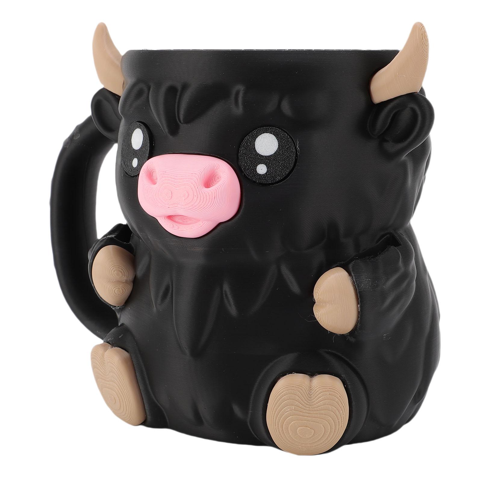 Ice Cream Pint Holder PLA Cartoon Cow Insulated Leakproof Ice Cream Pint Container Beer Can Holder Cup with Spoon Slot чёрный