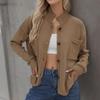 Autumn Winter Women's Cardigan Long Sleeve Stand-up Neck Single Breasted Knitted Sweater