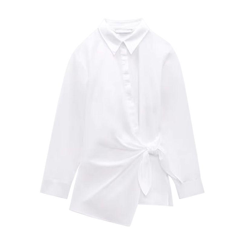Spring New Women's Clothing Lapel Long Sleeves Double Breasted Poplin Shirt 9479306 9479242 9479282