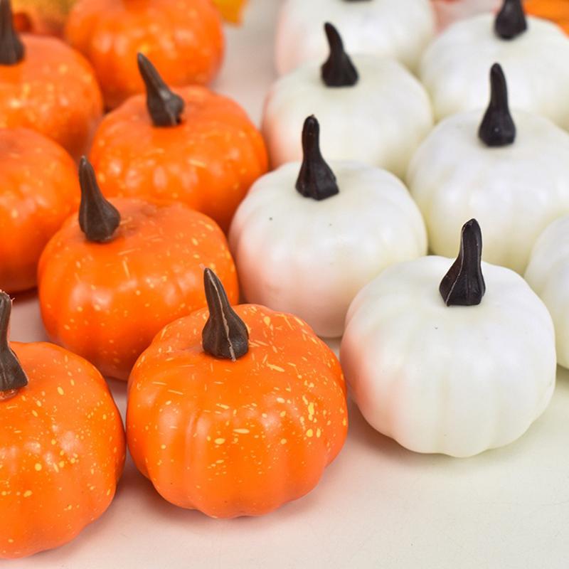 12PCS/Lot White Simulated Pumpkin DIY Material for Harvest Thanksgiving Halloween Home Party Atmosphere Decoration Handcraft ZYF