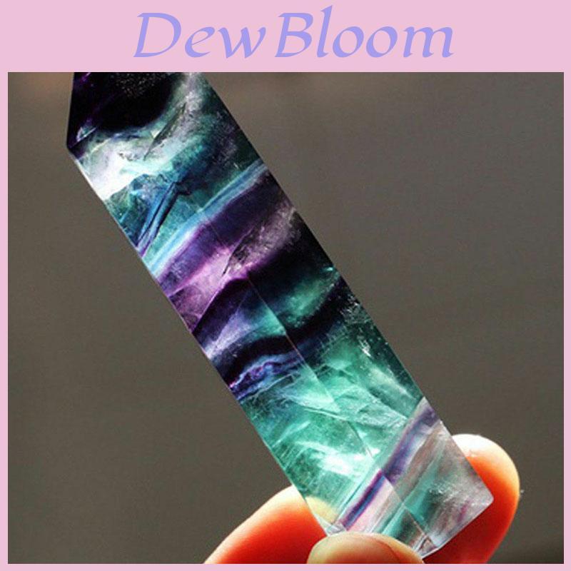 Colorful Natural Fluorite Quartz Crystal Stone Healing Amethyst Hexagonal Wand Point With Distinct Patterns