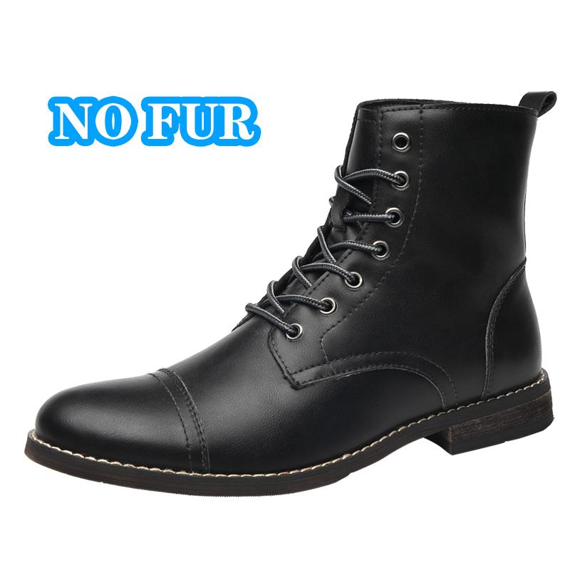Fashion Designer Men Ankle Boots Men Classic Winter Plush Snow Boots Motorcycle Cowboy Boots Genuine Leather High Top Male Shoes