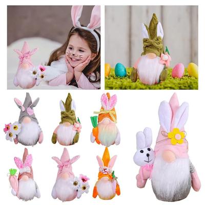 Kawaii Easter Faceless Dwarf Doll Mini Gnome Rabbit Doll Flower Easter Decoration  Children