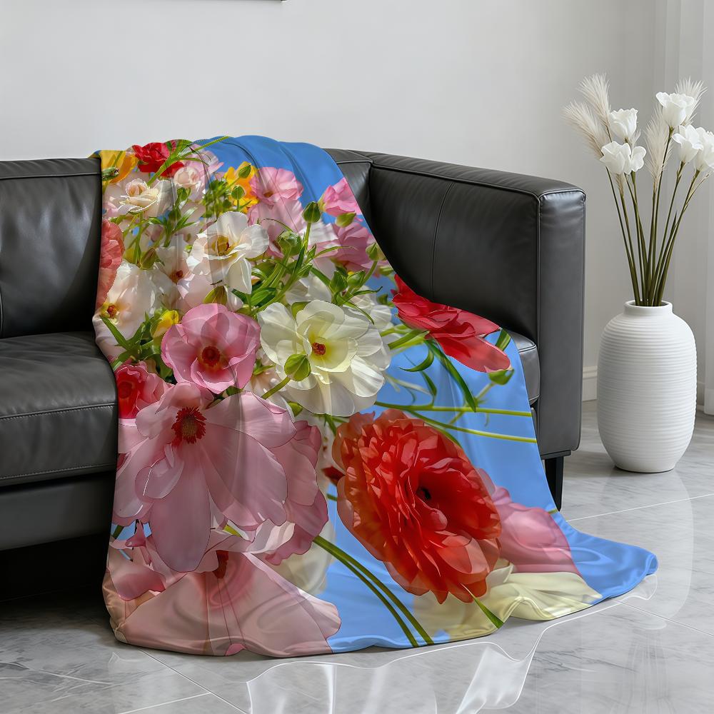 Colorful F-Flowers Blanket Soft Throw Blanket for Home Bedroom Bed Sofa Picnic Travel Office Rest Cover Blanket Gift
