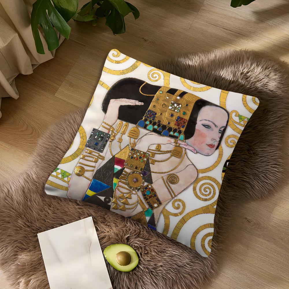 Art Gustav Klimt The Kiss cushion cover For Bedroom Car Coffee Shop Room Soft and Living Room Sofa Decorative Pillow Cover Case