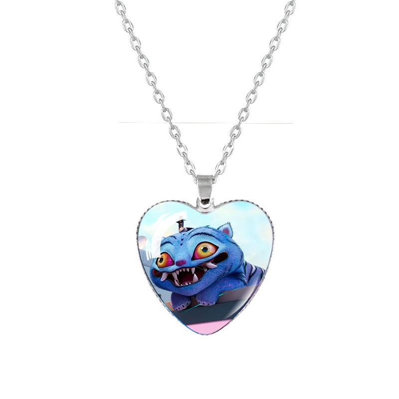 Anime K-pop Demon Heart Shape Pendant Necklace Cartoon Character Idol Jewelry Gifts