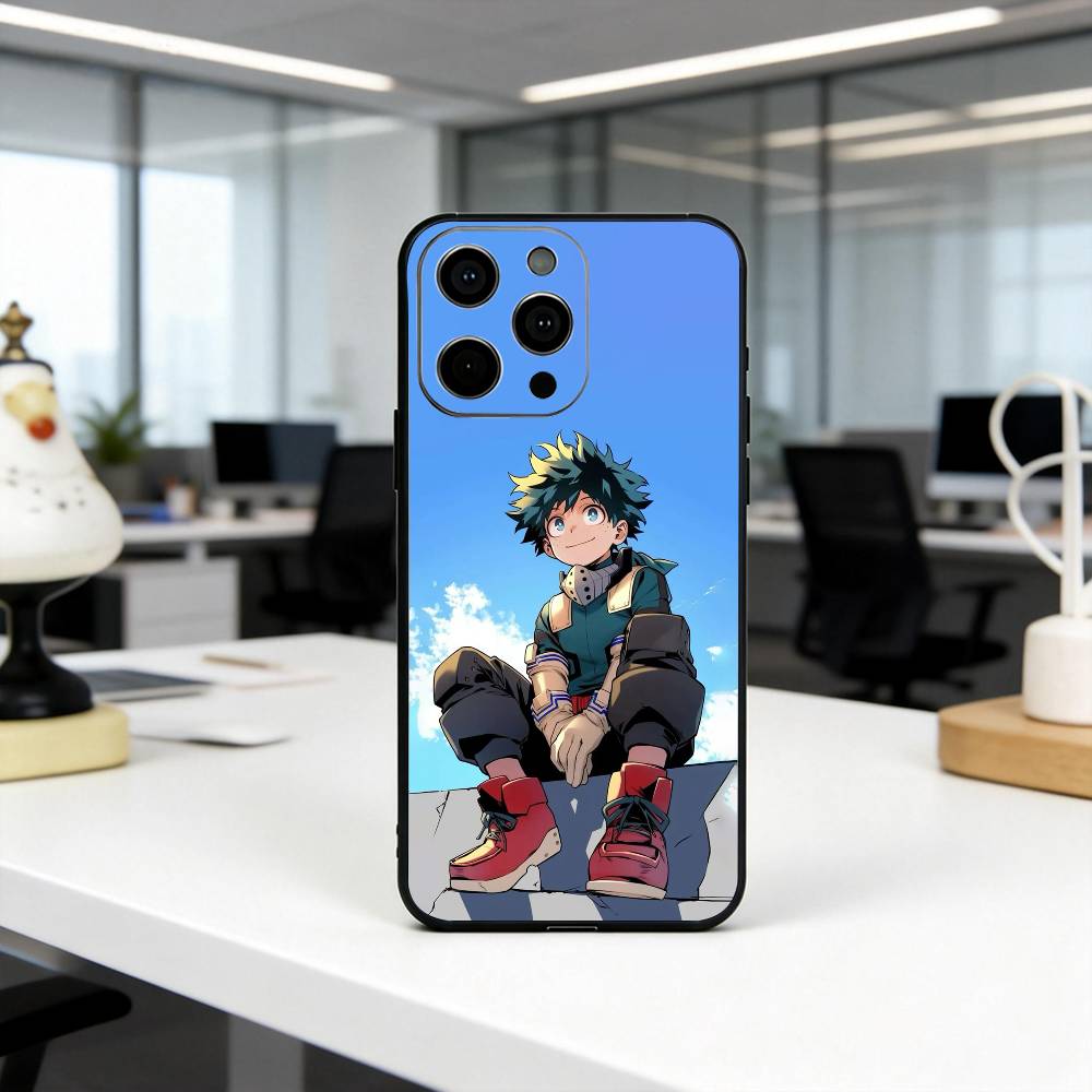 

l-lzuku Boy Hero D-Deku M-Midoriya-ES Phone Case For iPhone 17,16,15,14,13,12,11 Plus,Pro Max,XS,Soft Silicone Black Cover iPhone11PROMAX