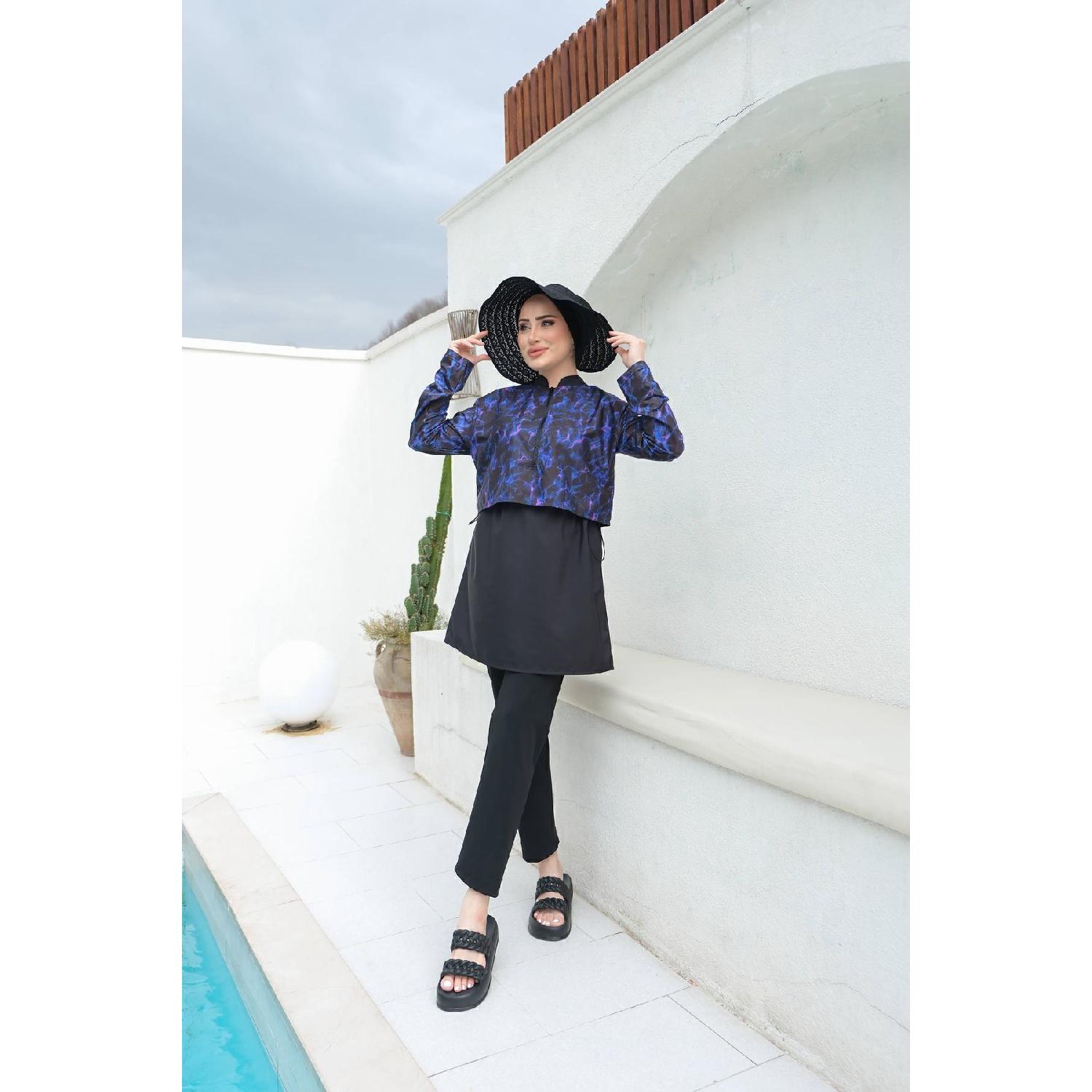 

Half Digital Printed Hijab Swimsuit 38 чёрный