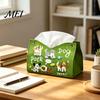 Sturdy Paper Container Leather Tissue Box Cover with Cartoon Puppies Pattern, Foldable Desktop Organizer, Napkin Holder Organizer Case, Facial