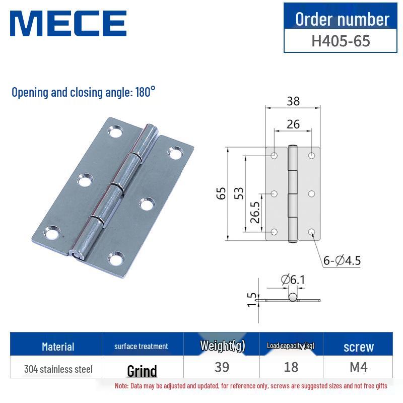 304 Stainless Steel Thickened Cabinet & Wooden Door Hinges