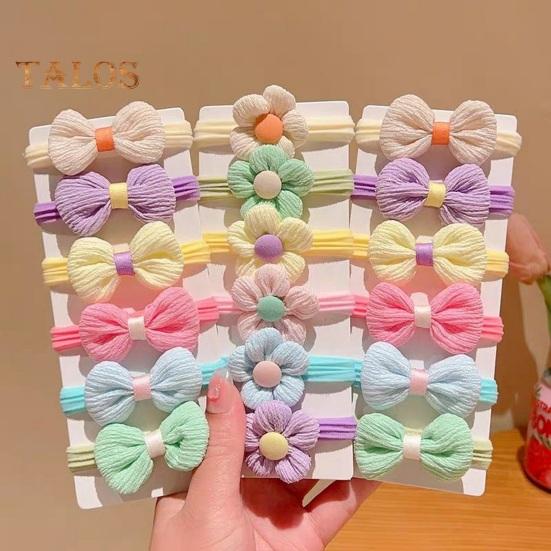 6/12Pcs Hair Rope High Elasticity Fabric Hair Rings Flower Bowknot Decor Versatile Hair Tie Hair Accessory