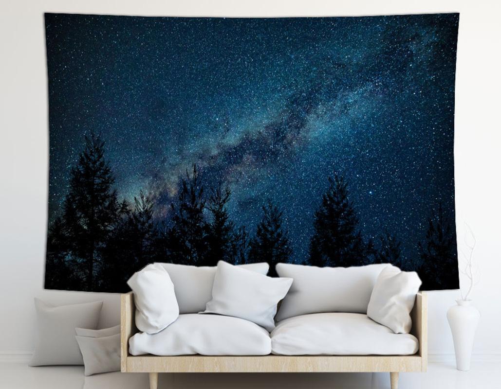 

Красивый декоративный гобелен «Лесная ночь, звездная ночь», Фэнтези Аврора, Спальня, Домашнее украшение 730MMx970MM