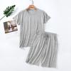 Men's Summer Thin Suit Round Neck Short Sleeved Top+shorts Can Be Worn Outside Plus Plus Size Simple and Natural Two-piece Set
