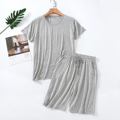 Men's Summer Thin Suit Round Neck Short Sleeved Top+shorts Can Be Worn Outside Plus Plus Size Simple and Natural Two-piece Set