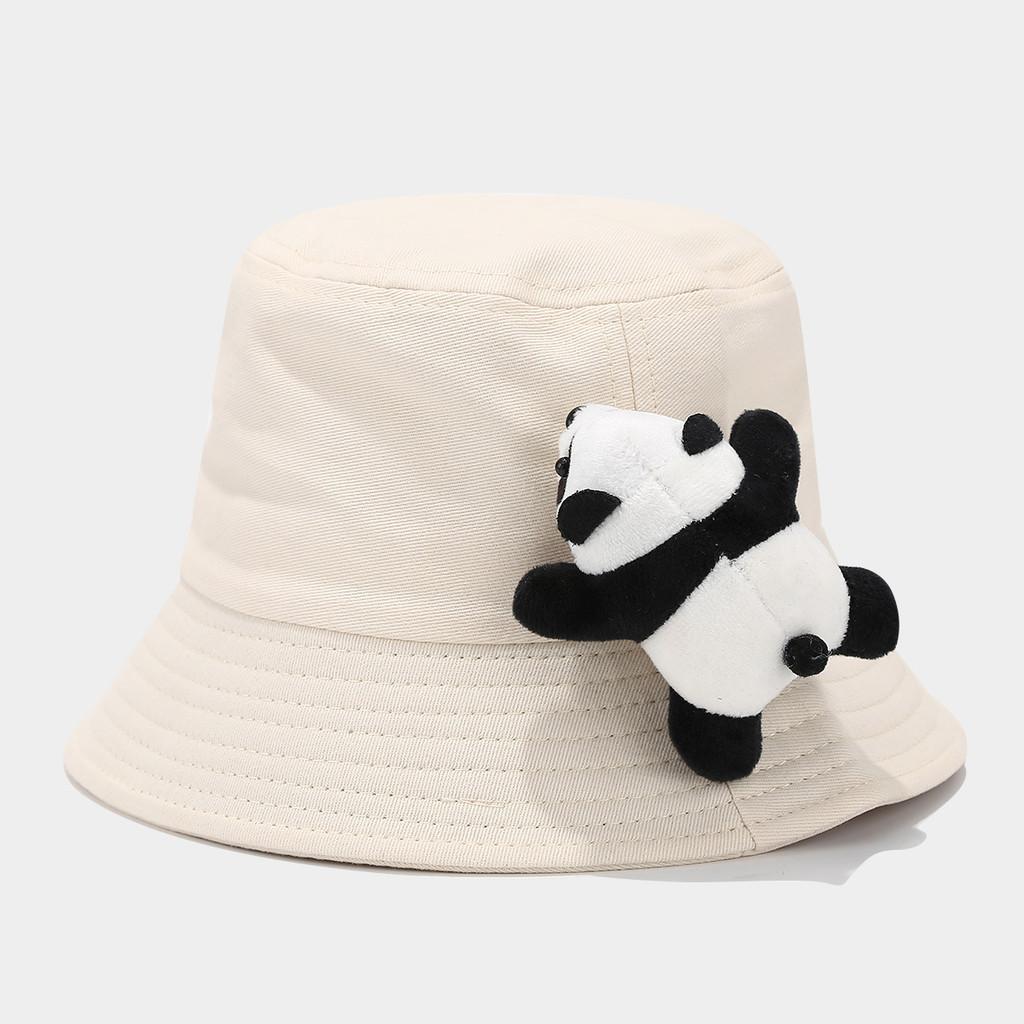 Childrens Cotton Sun Hat With Plush Panda Decoration For Summer Outdoor Play