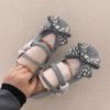 Bow Crystal Women Square Toe Sandals Flats Marie Janes Shoes Elegant Summer 2025 Trend Dress Party Shoes Lolita Loafers Zapatos