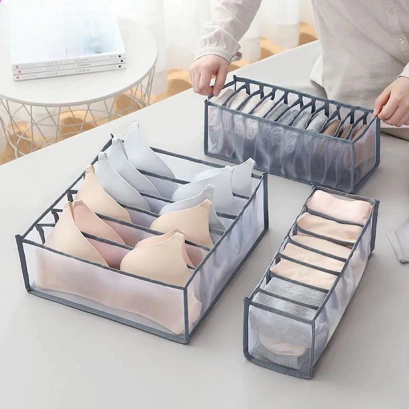 Multi-grid Drawer Organizer Set Fabric Storage Box Foldable Closet Divider for Socks Underwear Wardrobe Organization for Bedroom