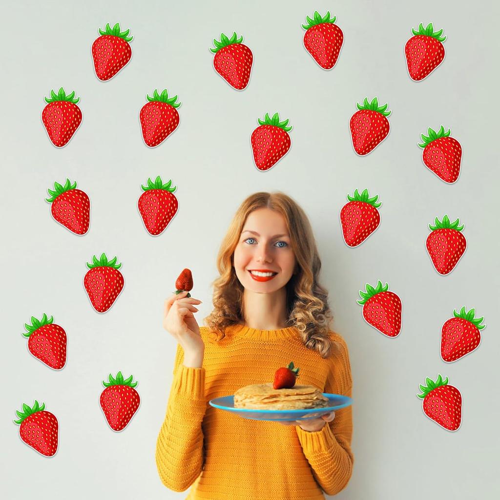 50 PCS Strawberry Cutouts for Bulletin Board Decorations, Strawberry Paper Cut-Outs for Classroom Bulletin Board Wall Decor Teacher Student Craft