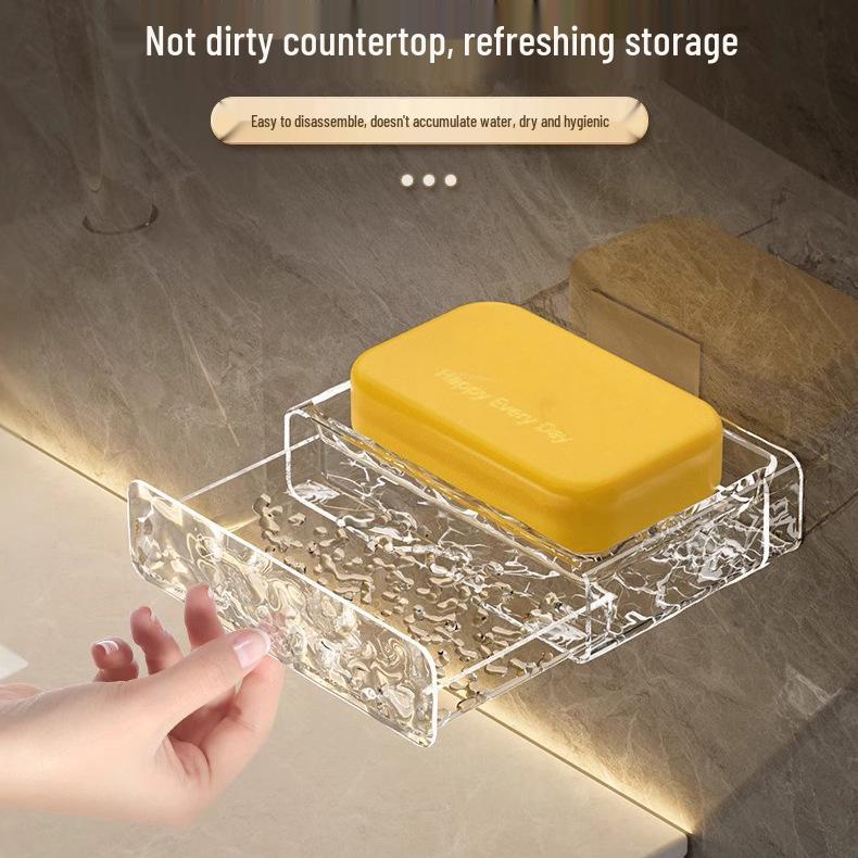 Punch-Free Wall-Mounted Soap Dish: High-End Draining Organizer for Bathroom & Laundry