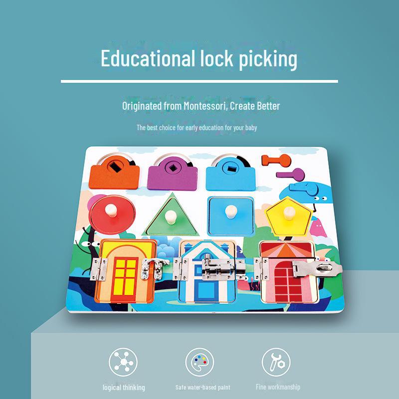 Children s Montessori Busy Block: Multifunctional Early Education Logic Training Board