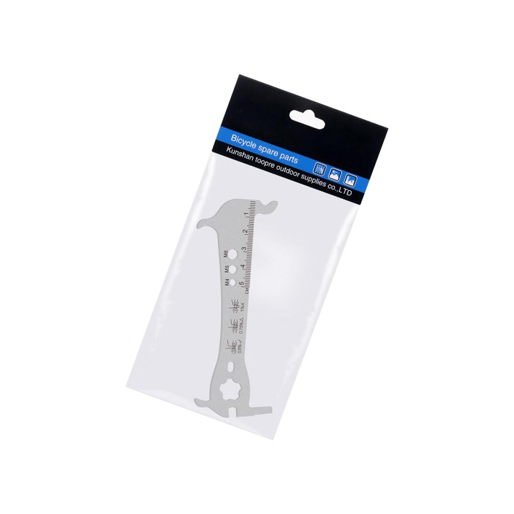 Stainless Steel Bike 3 In 1 Chain Checker Multitool Bike Road Bicycle Chain Wear Loss Indicator Checker W/Chain Hook Tool