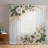 2PCS Digital Printing Sheer Curtain, World Map Vintage Travel Pattern, Wanderlust Explorer Office Study Living Room Decor