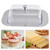 Butter Tray with Cover, Rectangular Cheese Serving Tray with Metal Base for Refrigerator Storage, Breakfast Tables, Tea Service, and Small Pastries