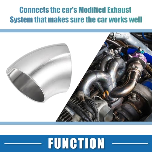 A ABSOPRO 45 Degree Steel Exhaust Elbow Pipe Bend Tube, Durable 32mm OD Modified Exhaust Elbow Pipe, SS304 Stainless Steel, Silver Tone (Set of 4