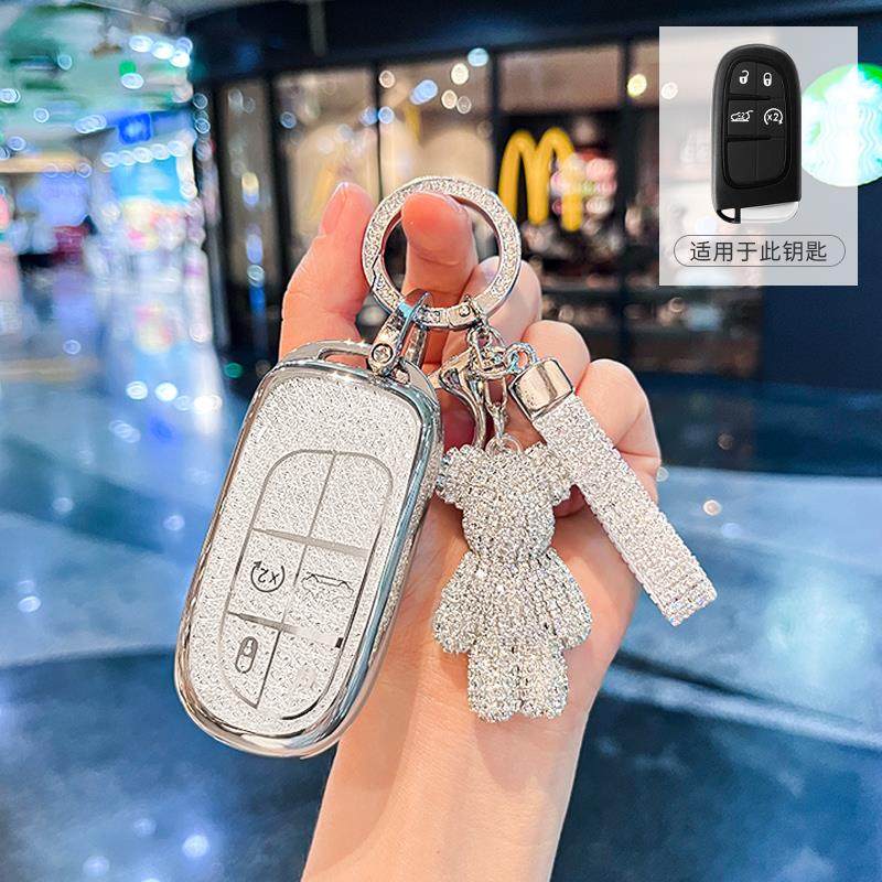 Crystal Tpu Key Case For Fiat Jeep Dodge Charger Challenger Dart Journey Durango Grand Caravan 4 Button Remote Car Key Cover Fob