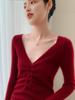 Women's Slim-Fit Cashmere Drawstring Waist V-Neck Sweater - Autumn/Winter 2025 Collection