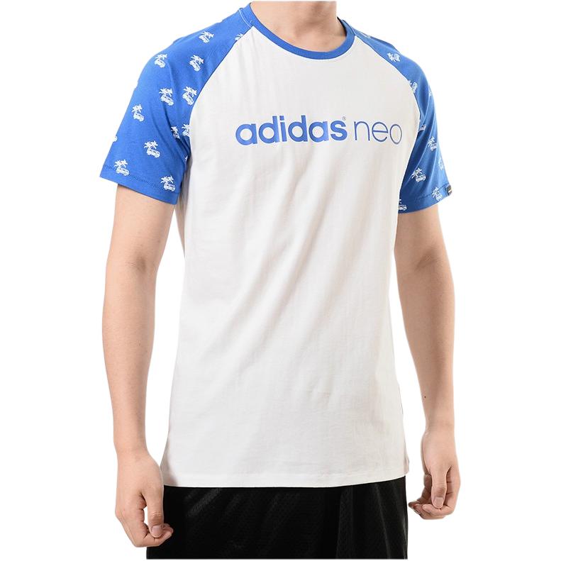 Adidas Neo T Shirts Men's White Crew Neck Moderate AZ8422