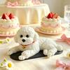Lifelike Cute Lying Teddy Puppy Statue Solid Dog Model Ornament Creative Car Dashboard Decor for Car Home Desktop Gift Giving