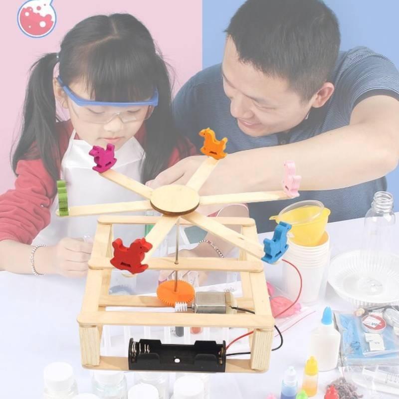 Pädagogisches DIY Drehkarussell Holz Wissenschaftsexperimentierkasten Anpassbar