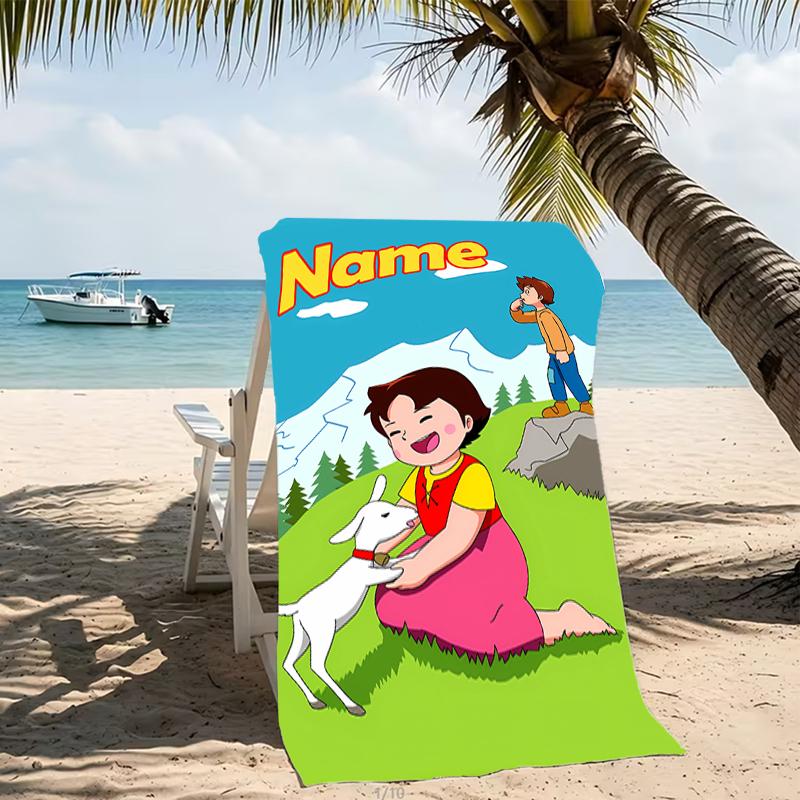 Customizable personalized beach towels Heidi themed designs.Suitable for the beach, yoga, sports;ideal as beach accessories