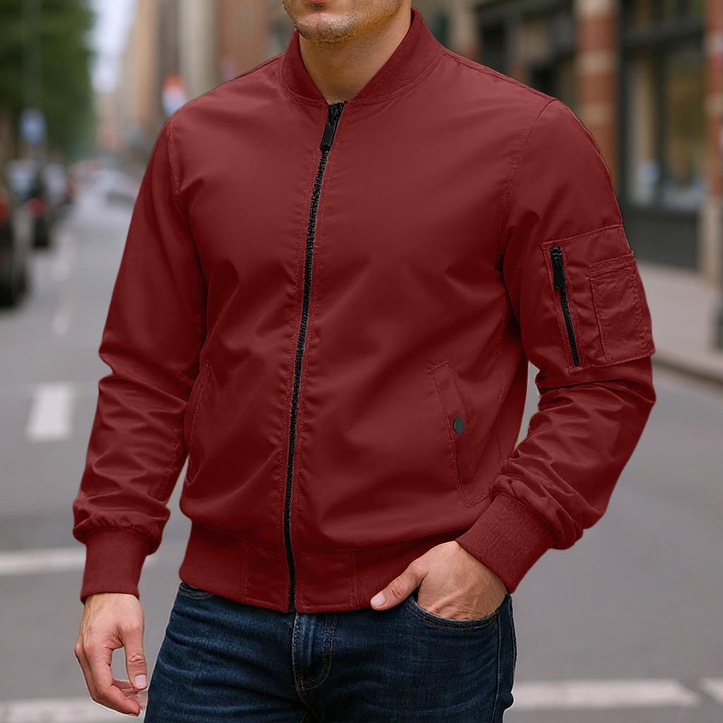 Men's Relaxed-Fit Casual Workwear Baseball Jacket Long-Sleeve Outerwear