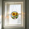 Sunflower Window Decor, Shatterproof Acrylic Glass Style Hanging Ornament with Rainbow Prism Effect, Easy Install Chain Included for Doors Patio,