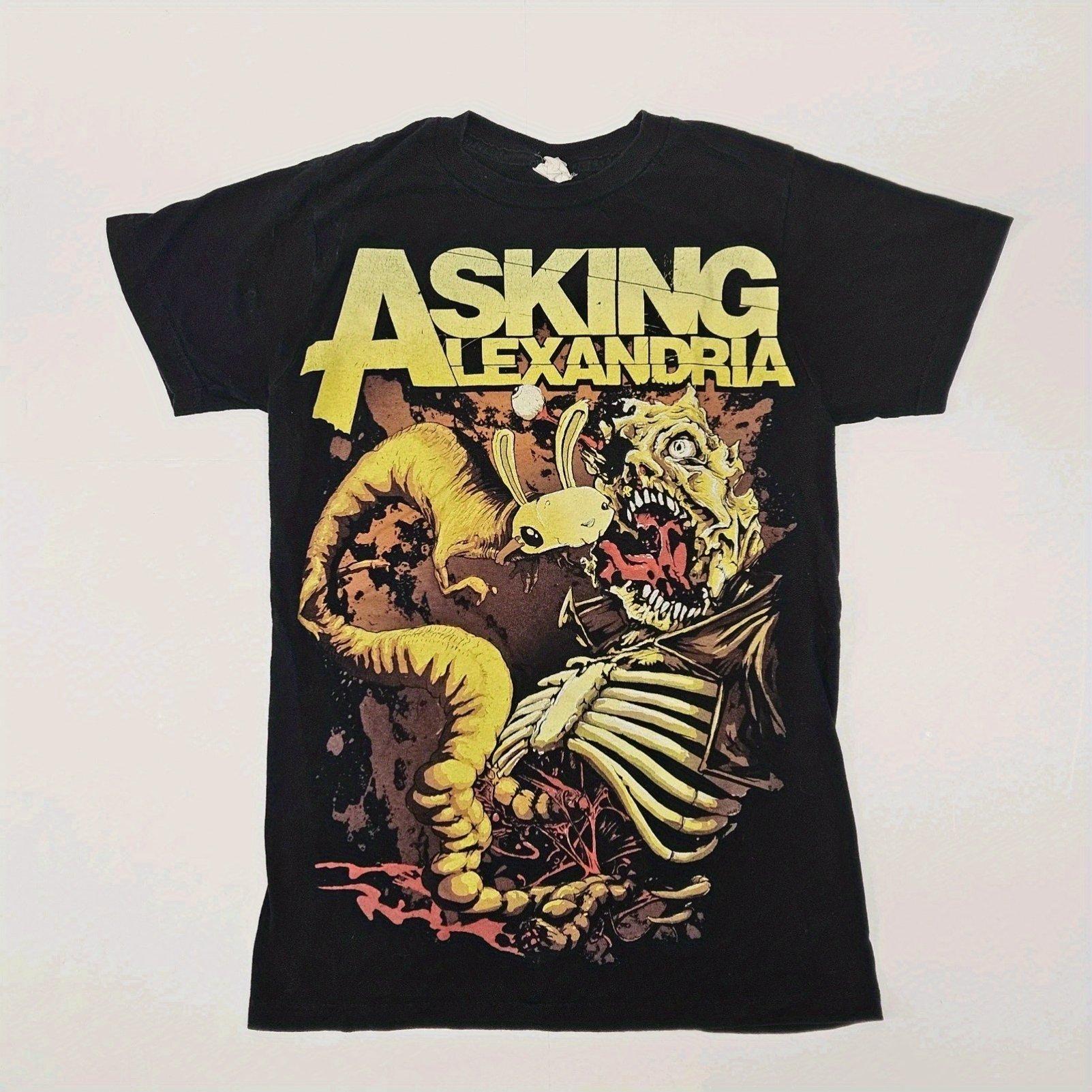 

Asking Alexandria Women s Graphic T-Shirt 100% Cotton Band Tee with Skull Snake Print Bohemian Style Round Neck Short Sleeve 4XL