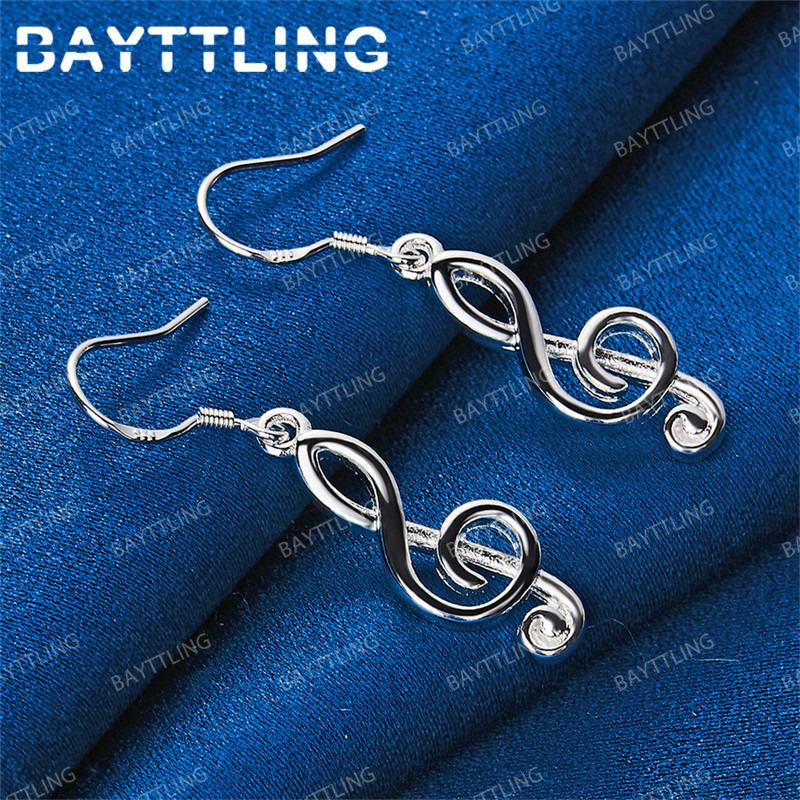 Luxurious 925 Sterling Silver Fine Note Earrings for Women Fashion Wedding Gift Accessories Jewelry