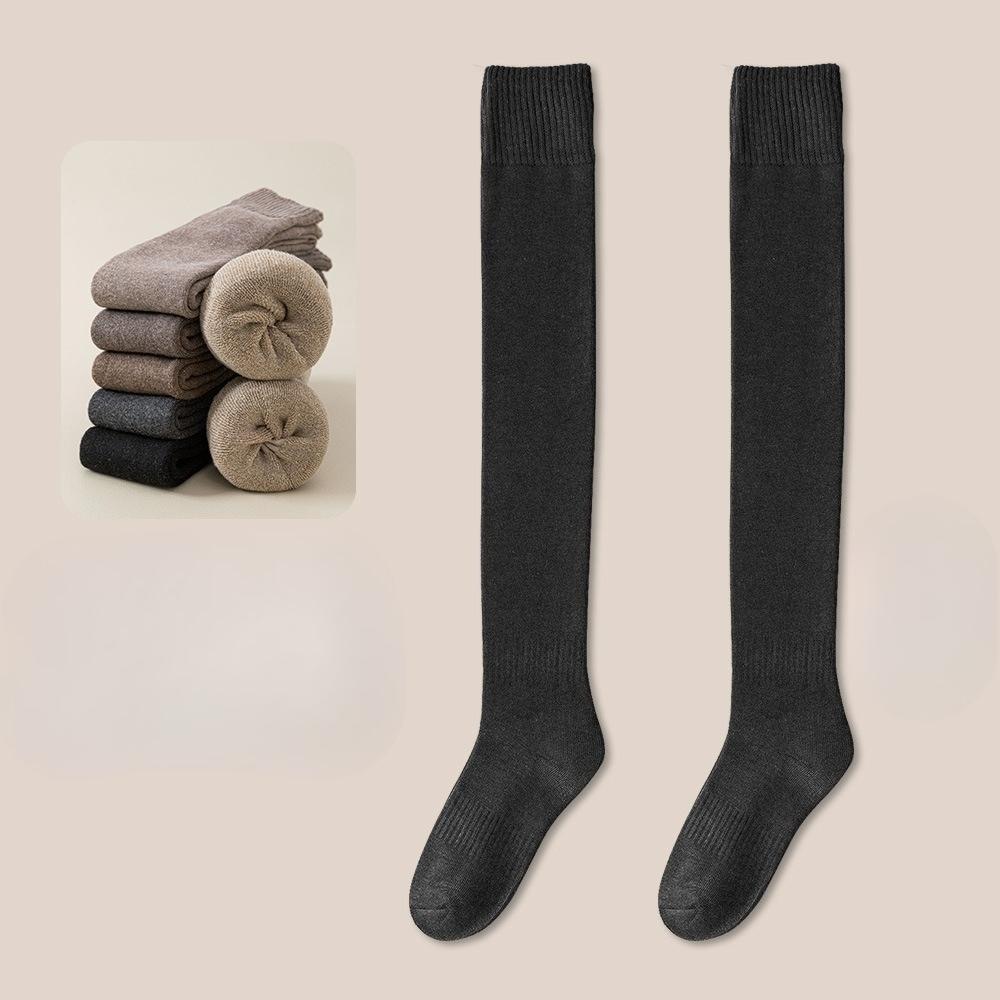 Knee-high Socks for Women, Autumn and Winter, Plush and Thickened Calf Socks, Winter Long Leg Solid Color Knee Protection Socks