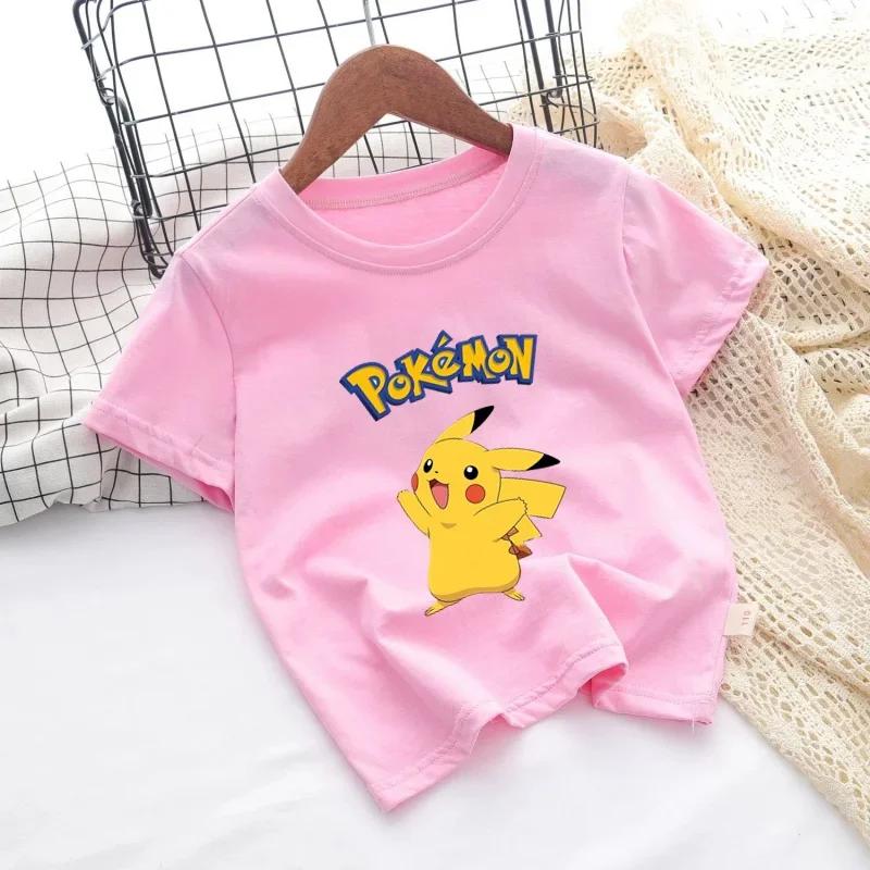 2026 Kids ShortSleeved Cartoon Printed Pikachu Game New Style TShirt Boys and Girls Casual Shirt for Leisure UseSportsShirt