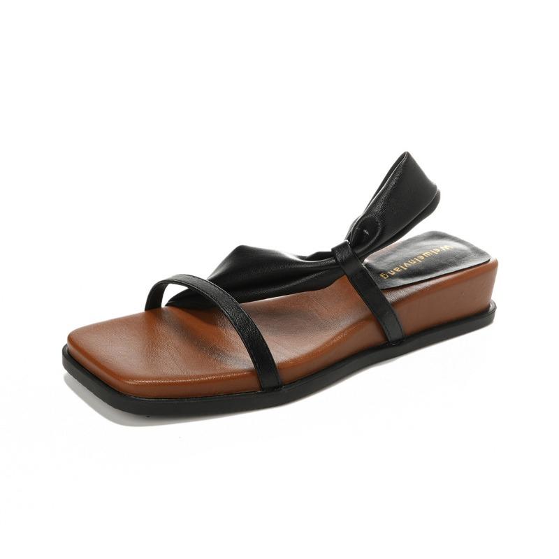 Thick-soled Square-toed One-strap Flip-flop Women's Shoes Retro Sandals