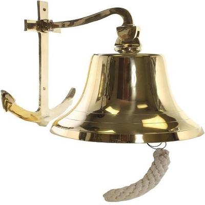 Bell Ship17.78 Cm Nautical Solid Brass with Anchor Wall Mount Brass Polished Finish Décor, Home, Office, Bar Nautical Gift