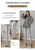 Gray High-Waist Ribbed Leggings for Women – Versatile, Slimming, Plus Size, Stretchy Patchwork Pants for Spring & Autumn
