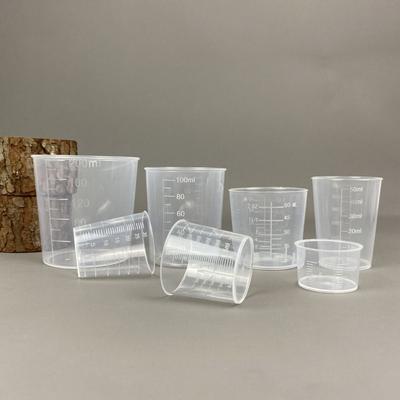 30/50/100ml Şeffaf Dereceli Ölçüm Kabı Ölçek Plastik Şeffaf Karıştırma Kabı Laboratuvar Bardak Mutfak Pişirme Ölçüm Aletleri