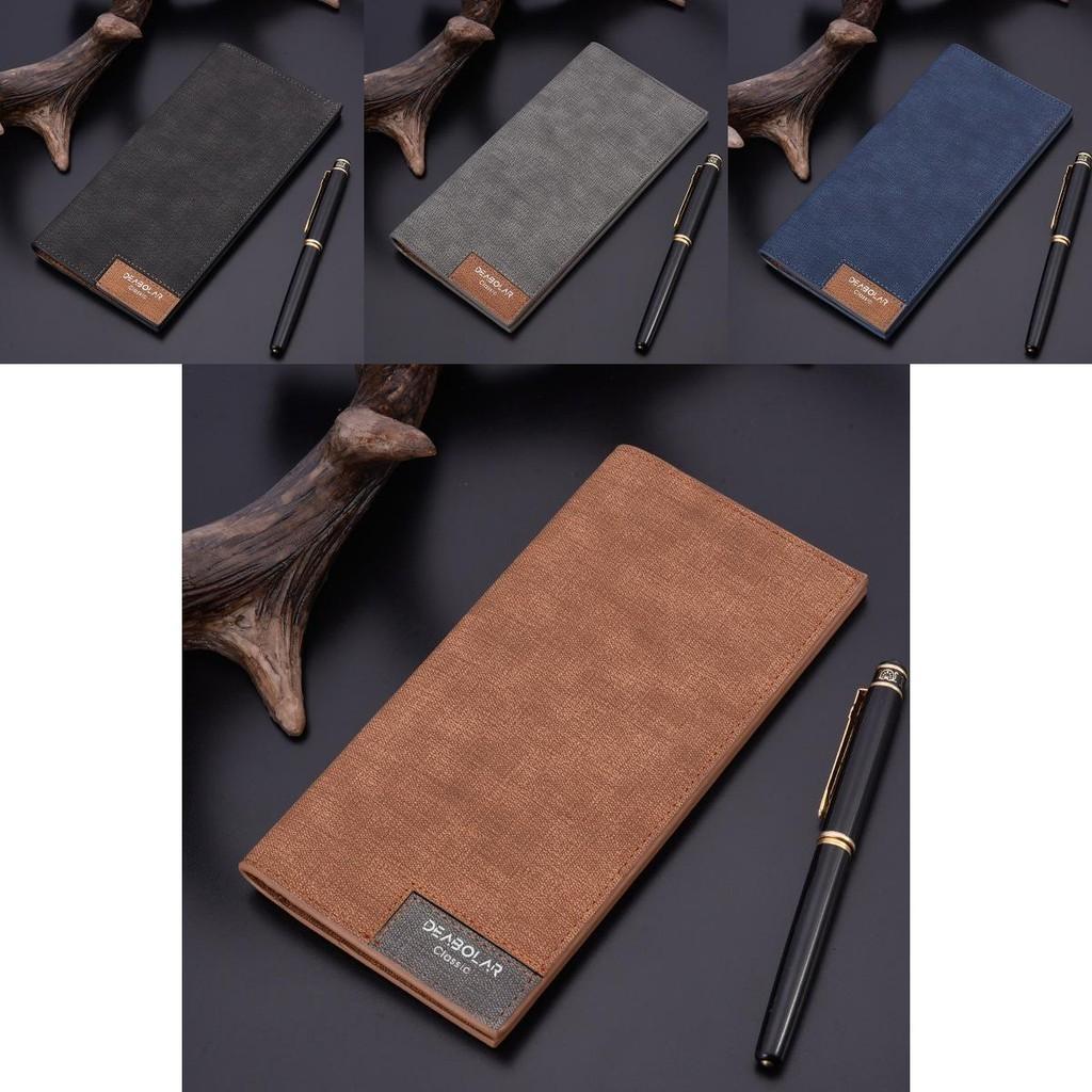 2023 New Men's Long Wallet Korean Version Ultra-thin Male Money Clip Fashion Patchwork Soft Leather Clip Wholesale Deep Blue