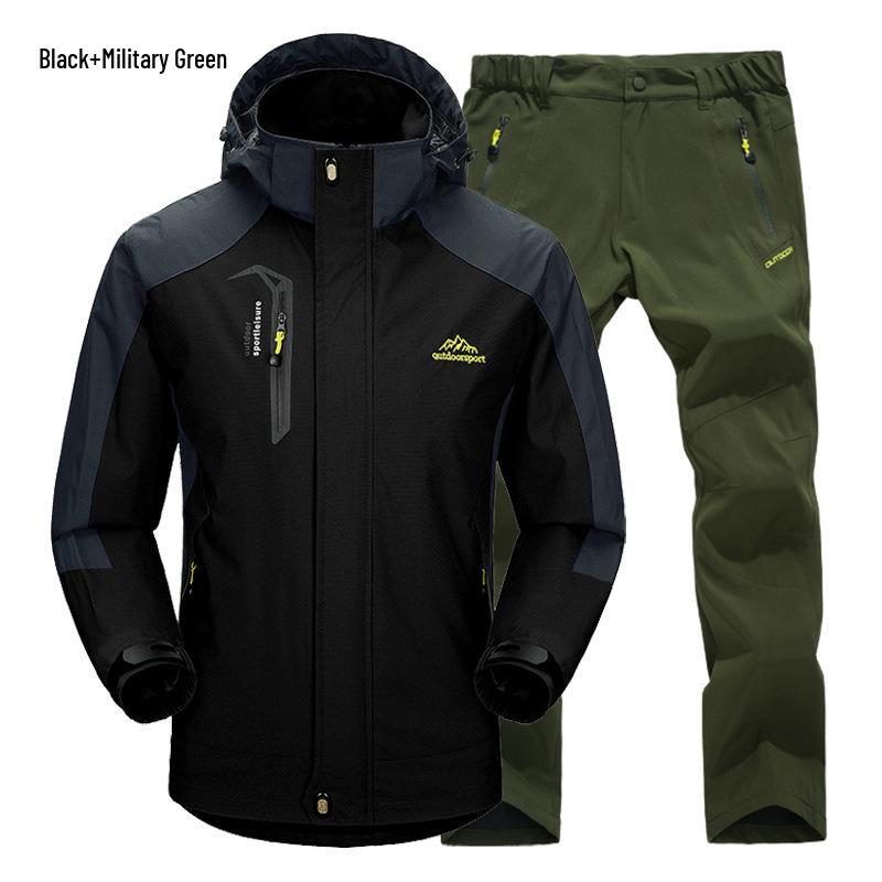 Unisex Windproof & Waterproof Jacket and Pants Set for Spring/Autumn – Ideal for Mountaineering